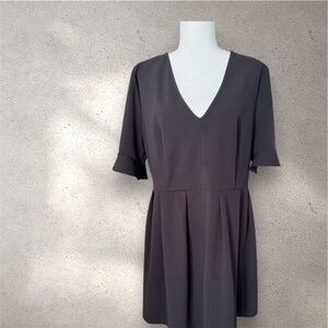 ASOS Women's Black Fit and Flare Knee Length Dress Size 16 V-Neck